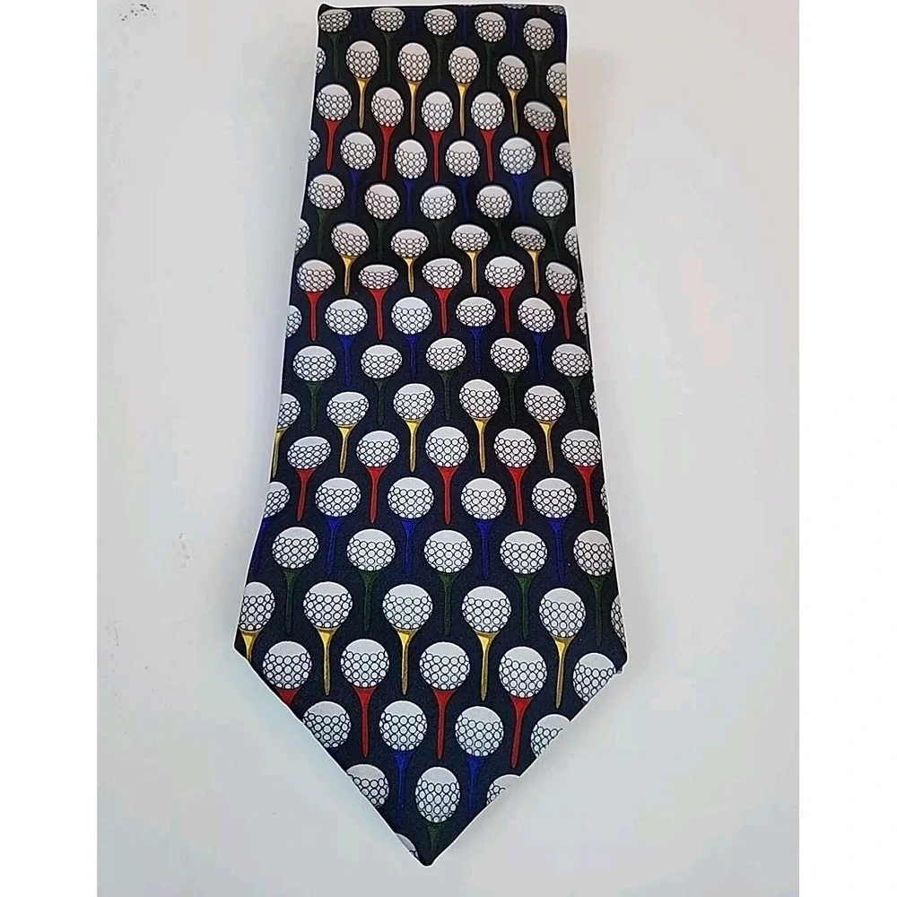 Golf Ball Club Tee 100% Silk Tie Neck Tie‎ Novelty Sport Theme Gift Why Knot